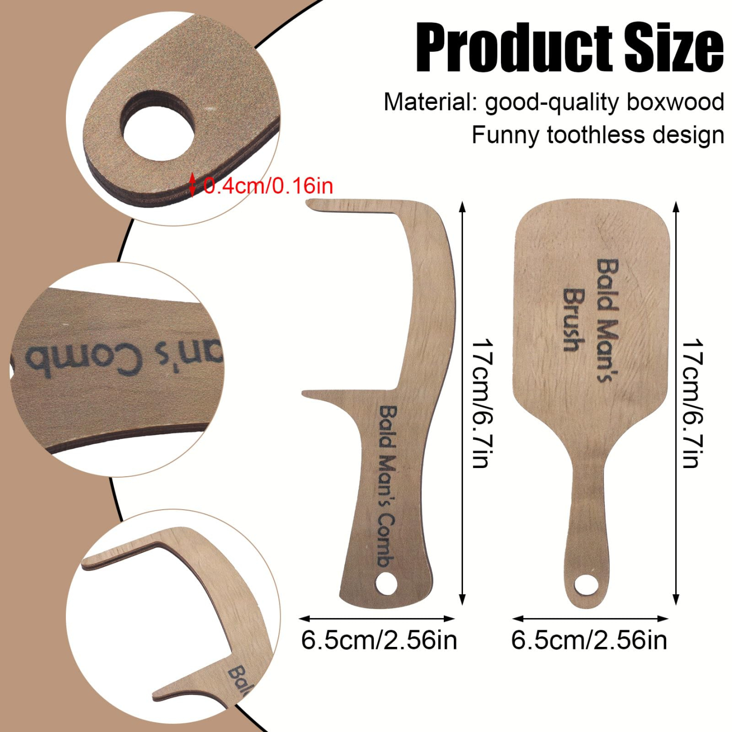 Bald Man's Comb, Bald Man Joke Hairbrush Bald Mans Comb and Brush Hairless Combing Funny Bald Man Wooden Grooming Tool Gag Gift for Bald Man Father Dad-Pawsmeowz