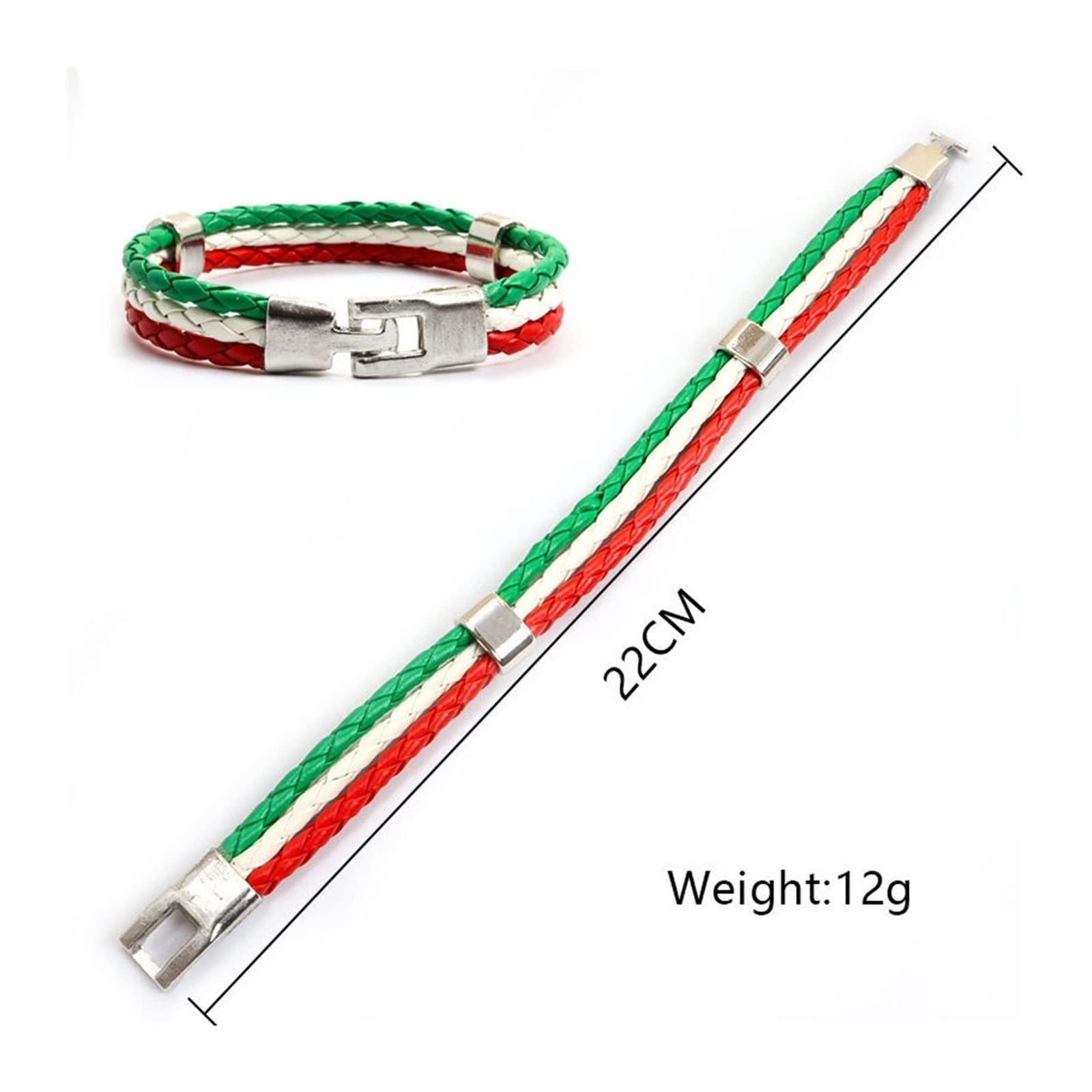 Flag Leather Bracelet Multicolor National Flag PU Leather Bracelet Wrap Bangle with Alloy Clasp for Women Men Wristband Jewelry