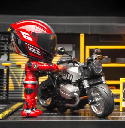 Transforming Motorcycle Action Figure Collectible Rider Toy With Movable Joints Standing Poseable Mini Motorbike Figurine Birthday Anniversary Gift For Him
