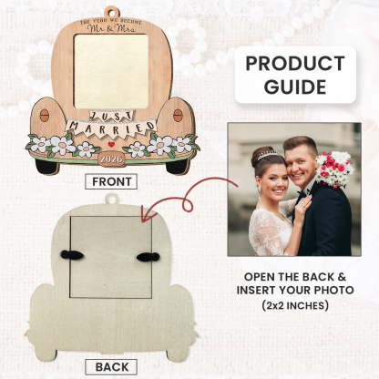 Personalized Wedding Gifts for Couples 2026 - Engagement Gift for Him Her, Bridal Shower Gift for Bride, Newly Wed Gifts for Mr and Mrs Couple, Custom Wooden Ornaments with Picture
