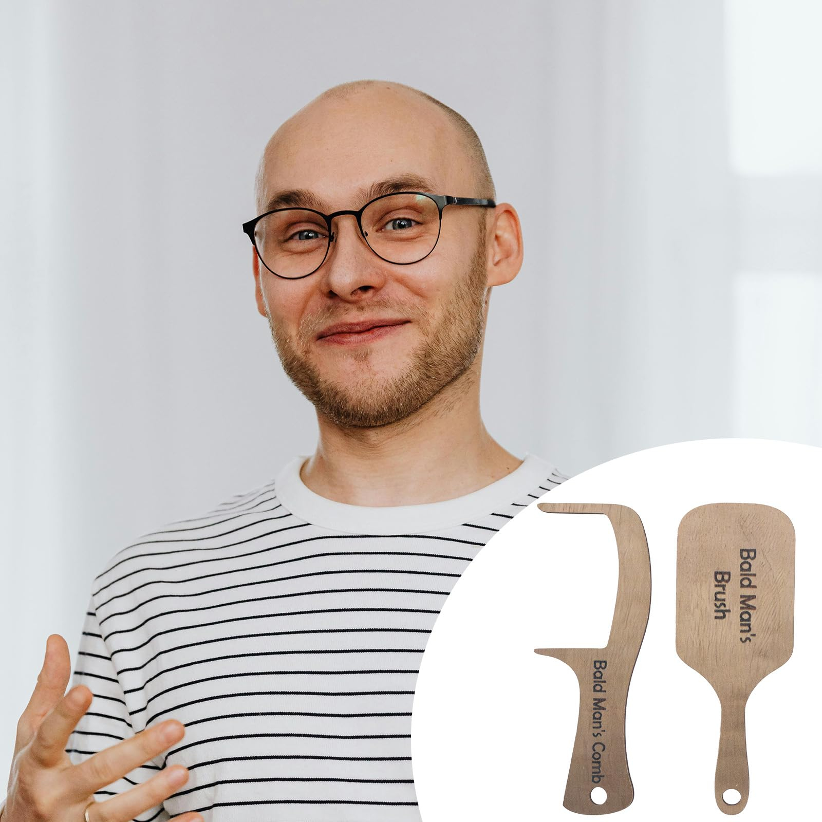 Bald Man's Comb, Bald Man Joke Hairbrush Bald Mans Comb and Brush Hairless Combing Funny Bald Man Wooden Grooming Tool Gag Gift for Bald Man Father Dad-Pawsmeowz