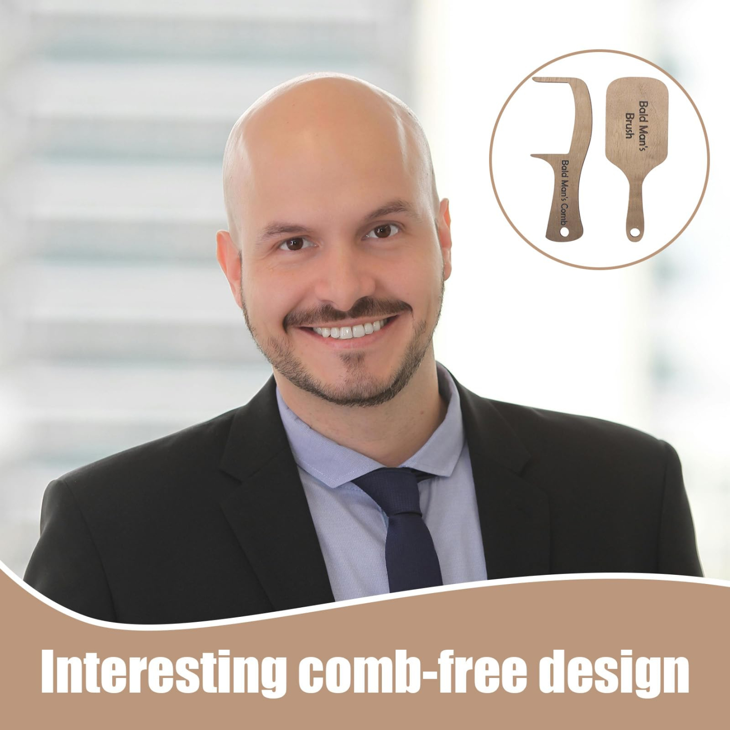 Bald Man's Comb, Bald Man Joke Hairbrush Bald Mans Comb and Brush Hairless Combing Funny Bald Man Wooden Grooming Tool Gag Gift for Bald Man Father Dad-Pawsmeowz