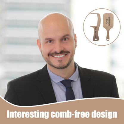 Bald Man's Comb, Bald Man Joke Hairbrush Bald Mans Comb and Brush Hairless Combing Funny Bald Man Wooden Grooming Tool Gag Gift for Bald Man Father Dad-Pawsmeowz