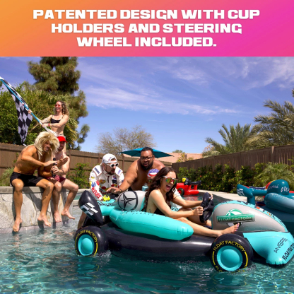 Formula Float | Race Car Winter Sled & Pool Float for Adults, Kids & Family | Giant Inflatable Toy Floatie | Summer & Winter Accessory | Durable & Heavy Duty Lounger