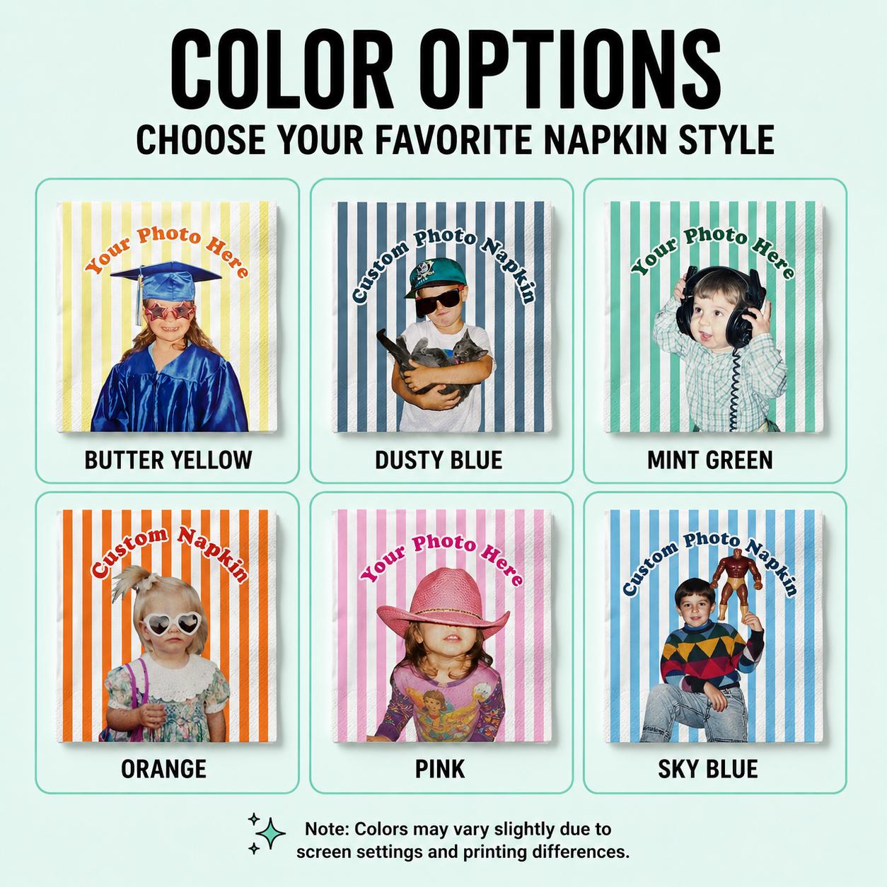 Custom Napkins with Photo - Personalized Napkins for Birthday Party Cocktail Napkins - Birthday Decorations Party Decor