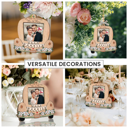Personalized Wedding Gifts for Couples 2026 - Engagement Gift for Him Her, Bridal Shower Gift for Bride, Newly Wed Gifts for Mr and Mrs Couple, Custom Wooden Ornaments with Picture