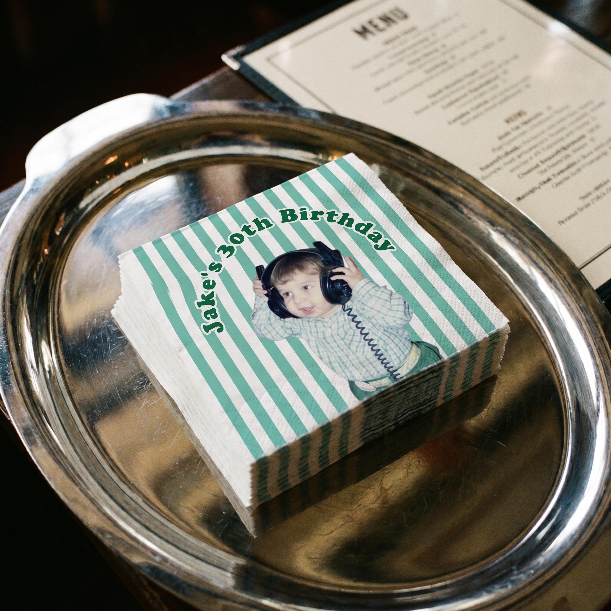 Custom Napkins with Photo - Personalized Napkins for Birthday Party Cocktail Napkins - Birthday Decorations Party Decor