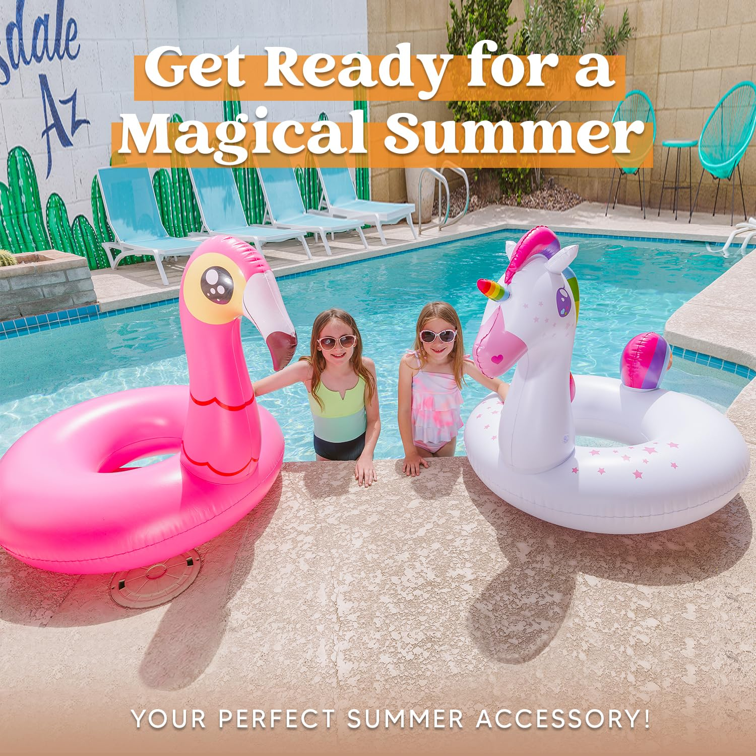 Flamingo Unicorn Pool Float - Fun Floaties Inflatable Swimming Pool Tubes Toys Party Decorations, Summer Vacation Lake Beach Floaty Swim Rings Raft Lounger for Adults & Kids