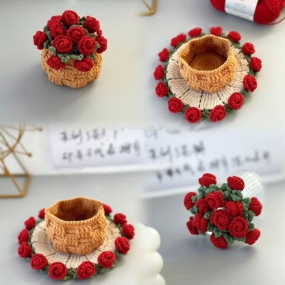 Handmade Crochet Rose Bouquet Coaster Set Transformable Floral Coaster & Home Decor Unique Eco-Friendly Gift