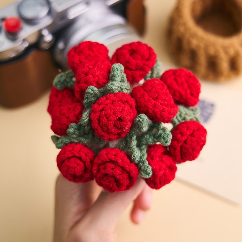 Handmade Crochet Rose Bouquet Coaster Set Transformable Floral Coaster & Home Decor Unique Eco-Friendly Gift