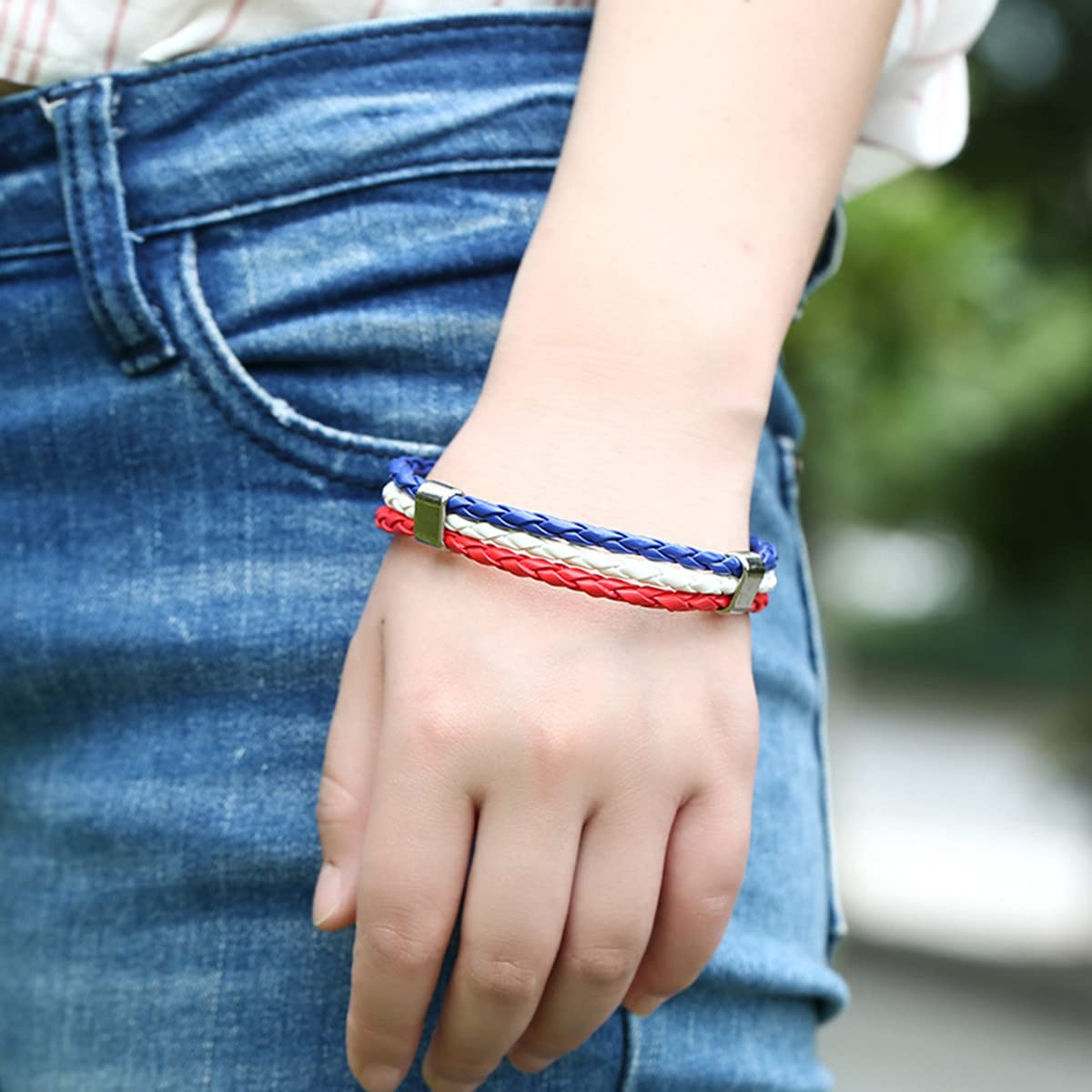 Flag Leather Bracelet Multicolor National Flag PU Leather Bracelet Wrap Bangle with Alloy Clasp for Women Men Wristband Jewelry