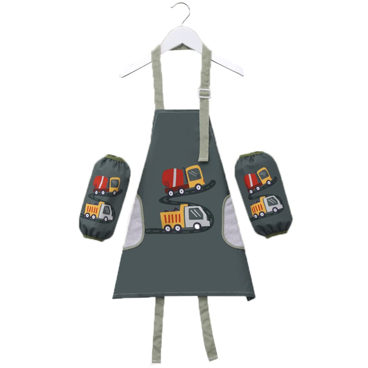 Truskc-Children's Painting Apron 2-11 Years Sleeveless Apron with Sleeves Children's Painting Blouse Waterproof Animal Print