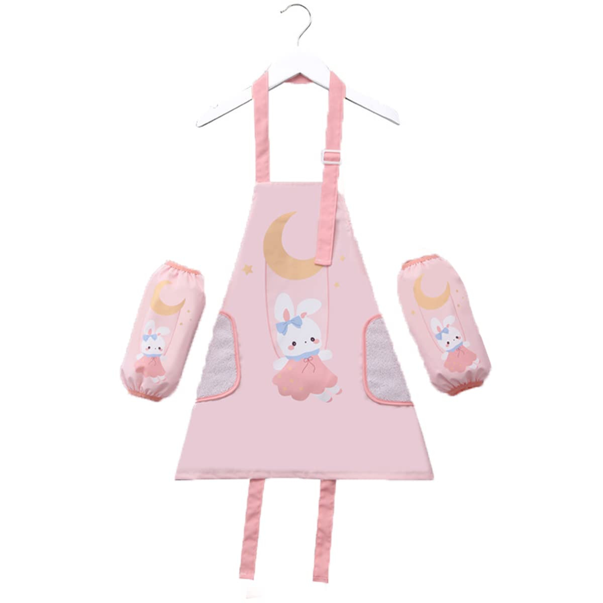 Truskc-Children's Painting Apron 2-11 Years Sleeveless Apron with Sleeves Children's Painting Blouse Waterproof Animal Print