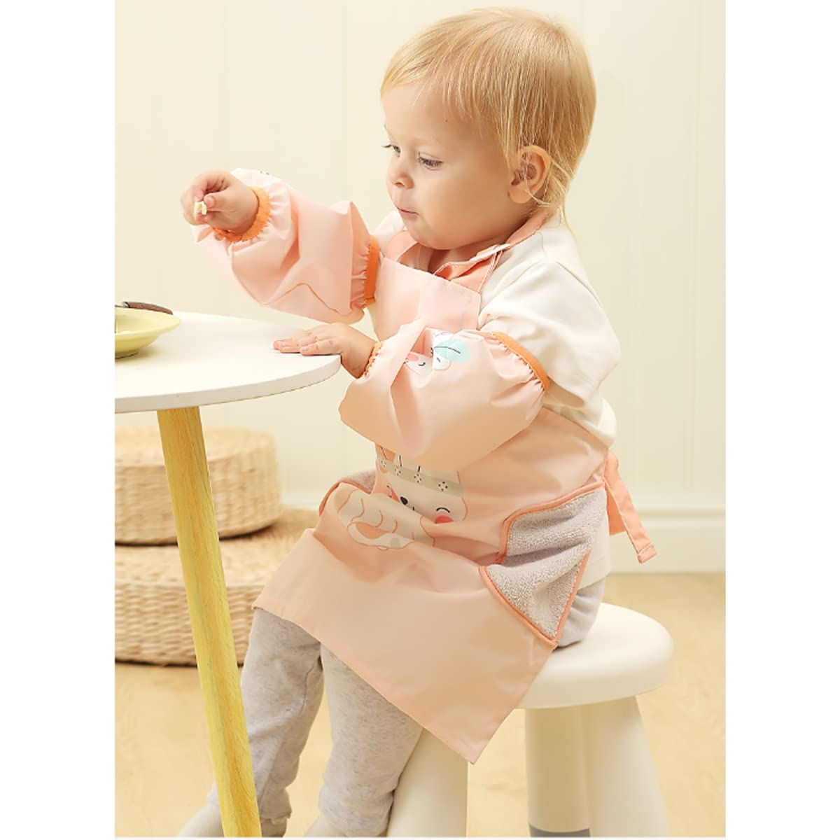 Truskc-Children's Painting Apron 2-11 Years Sleeveless Apron with Sleeves Children's Painting Blouse Waterproof Animal Print