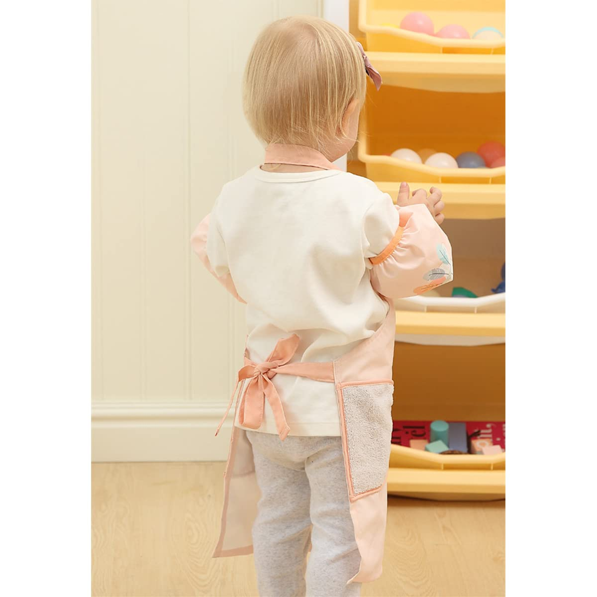 Truskc-Children's Painting Apron 2-11 Years Sleeveless Apron with Sleeves Children's Painting Blouse Waterproof Animal Print