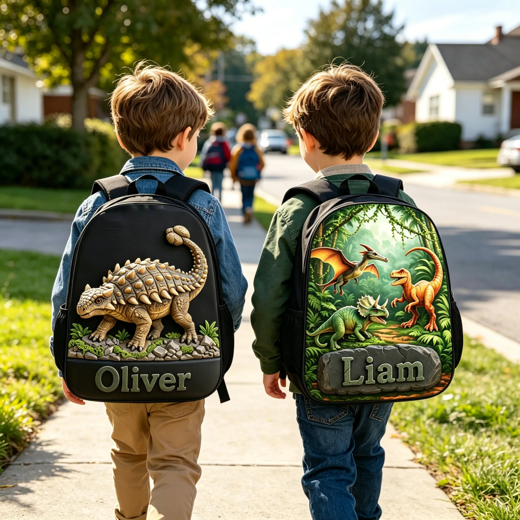 Personalized Kids Dinosaur Backpack Custom Dinosaur Schoolbag For Children