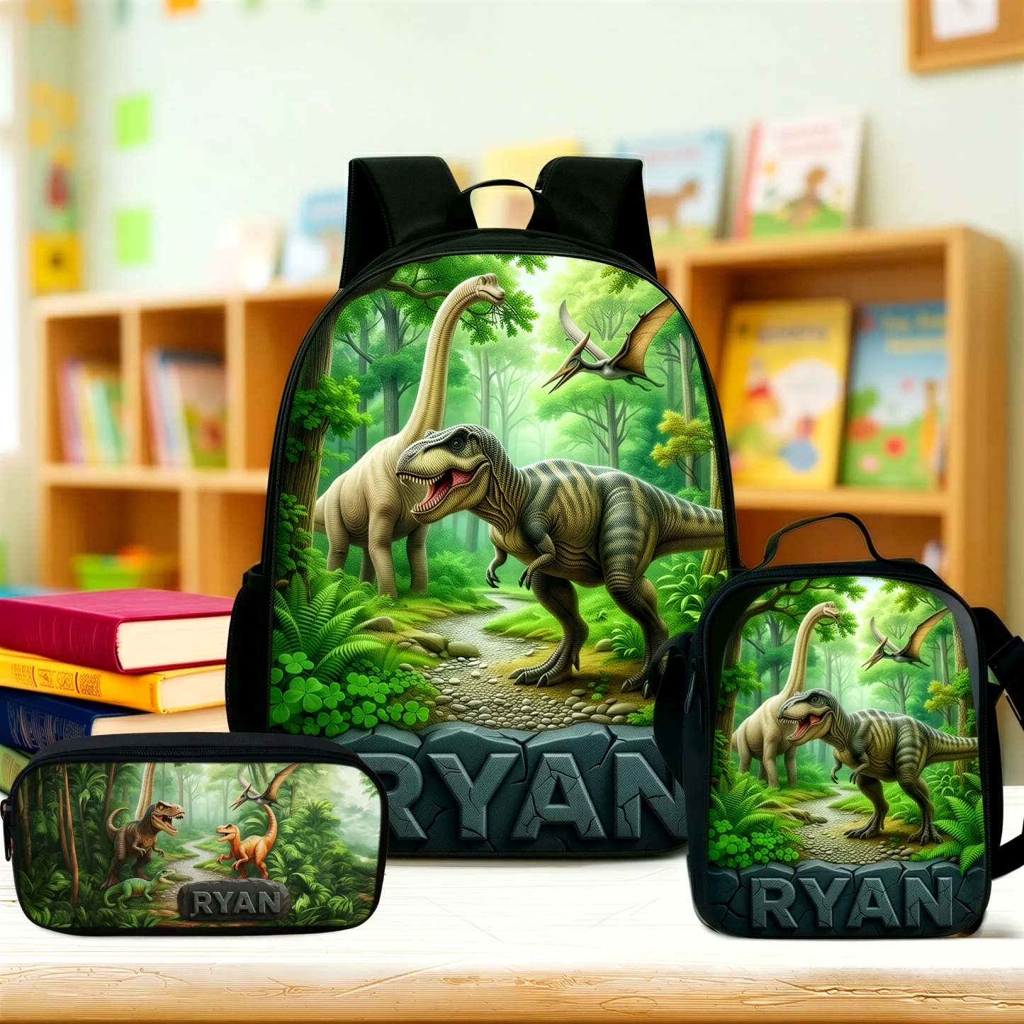 Personalized Kids Dinosaur Backpack Custom Dinosaur Schoolbag For Children