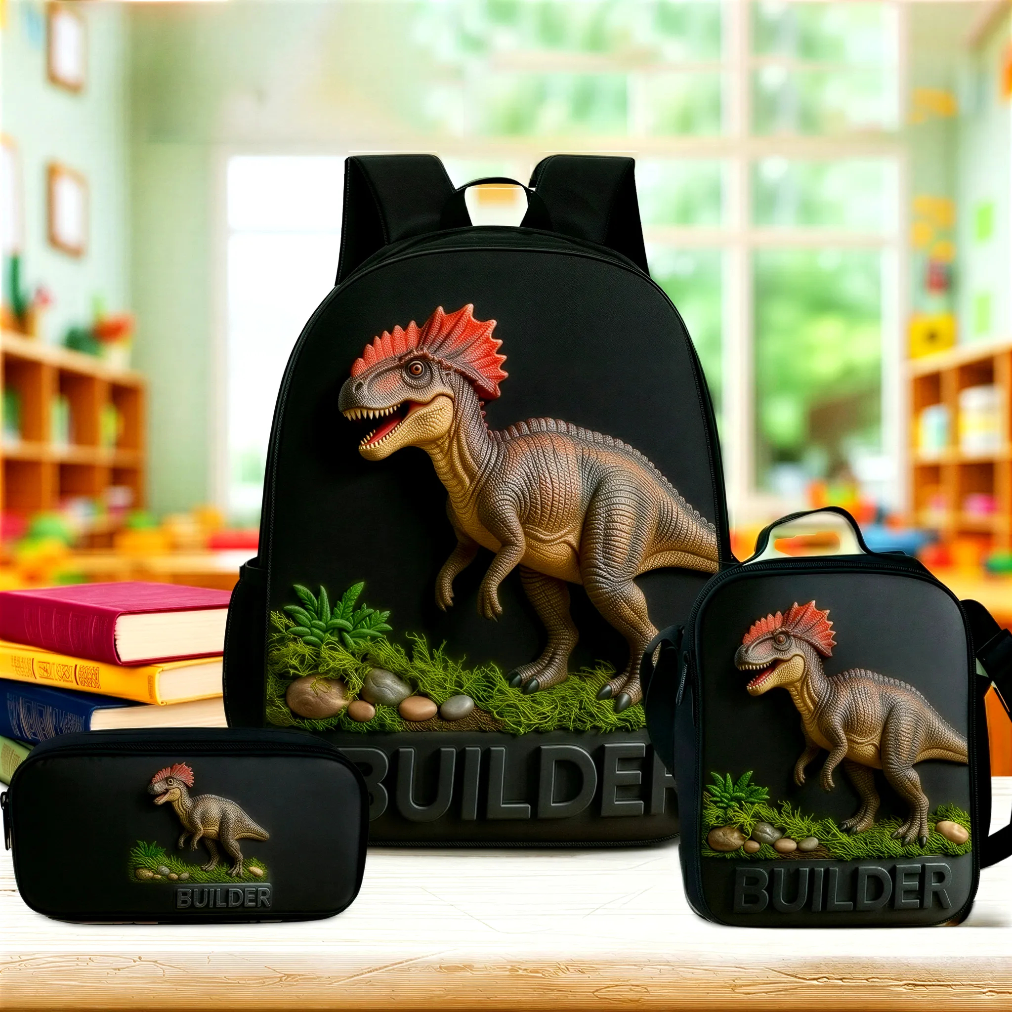 Personalized Kids Dinosaur Backpack Custom Dinosaur Schoolbag For Children