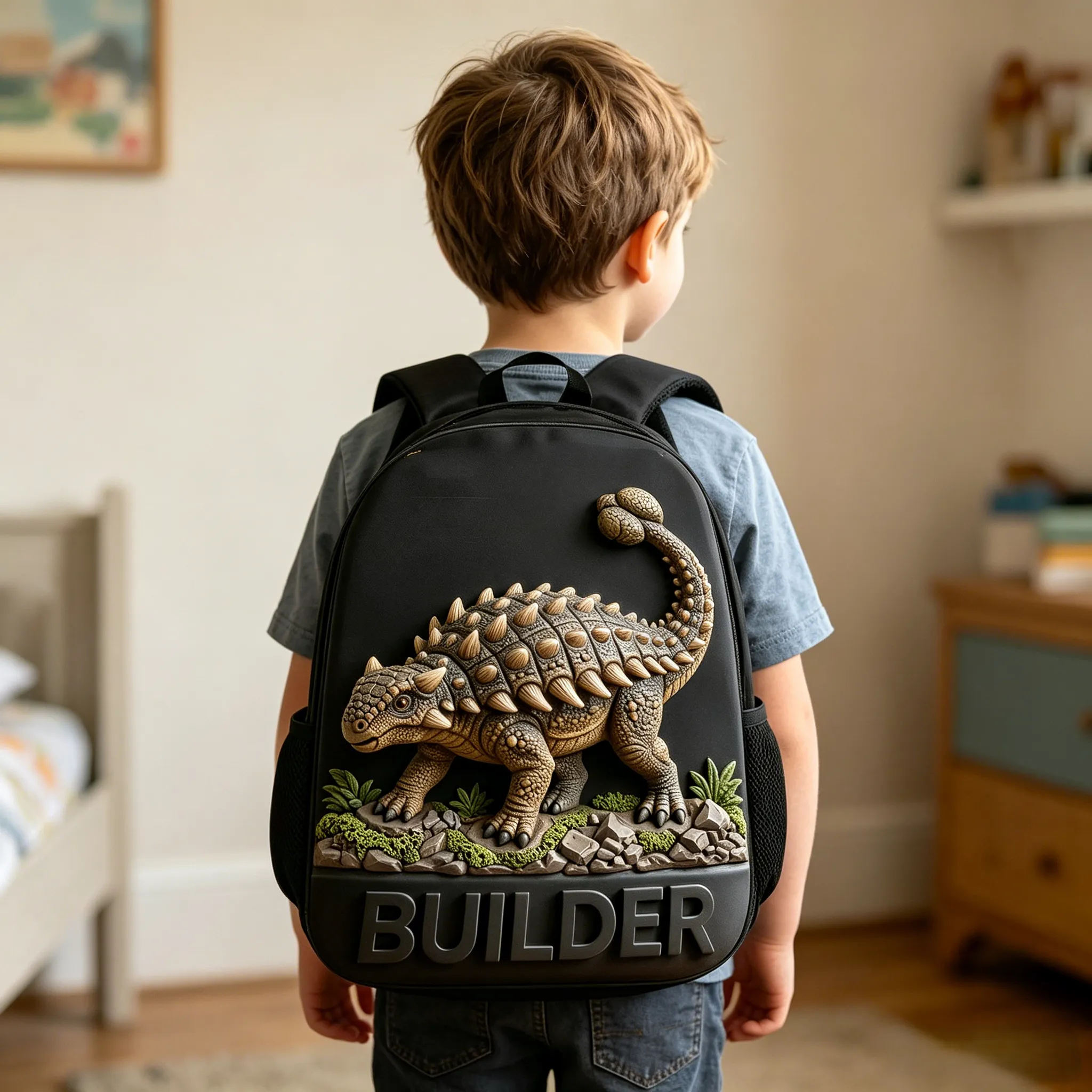 Personalized Kids Dinosaur Backpack Custom Dinosaur Schoolbag For Children