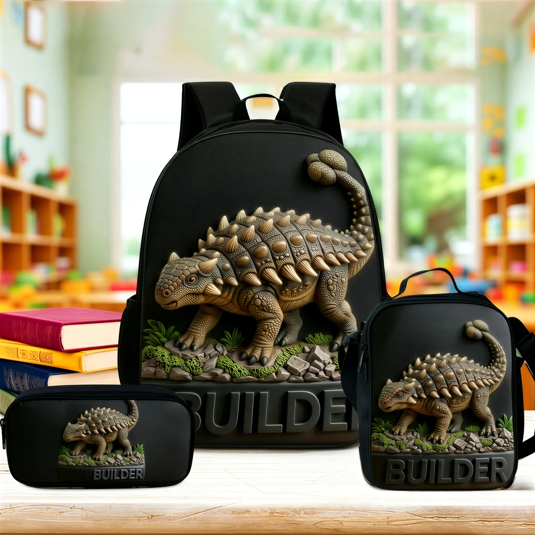 Personalized Kids Dinosaur Backpack Custom Dinosaur Schoolbag For Children