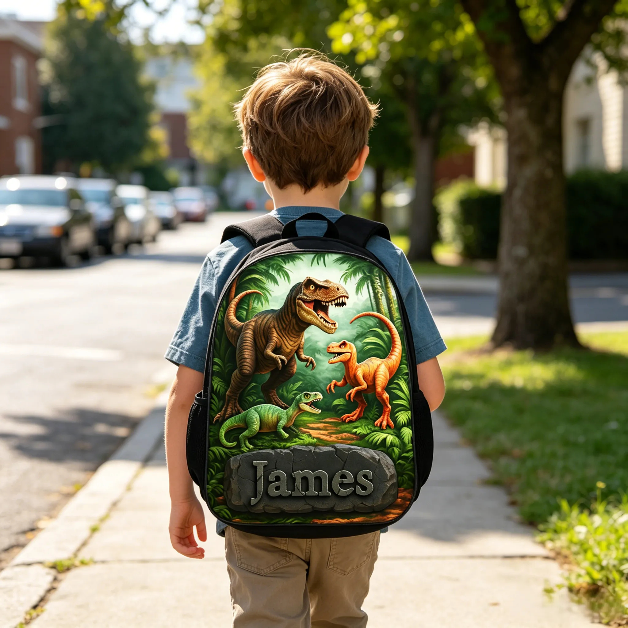 Personalized Kids Dinosaur Backpack Custom Dinosaur Schoolbag For Children