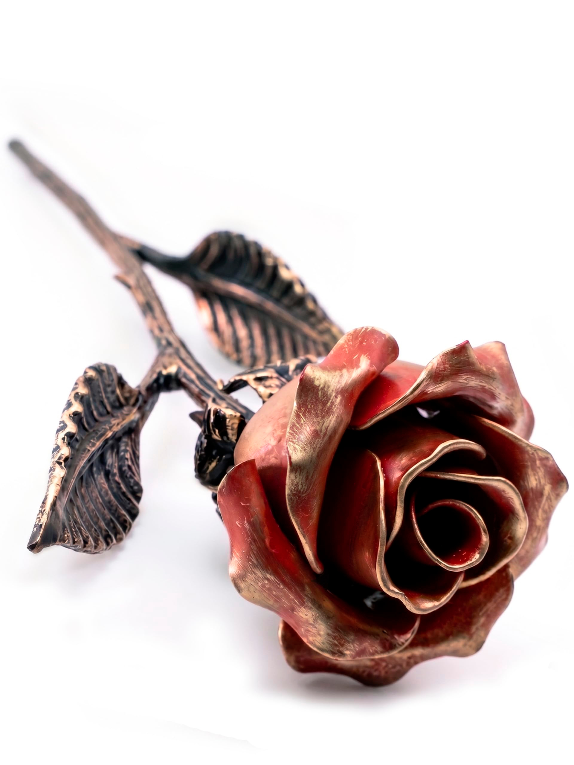 Handcrafted Bronze Rose – 8th & 19th Yeat Wedding for Her – Solid Metal Forever Flower Keepsake