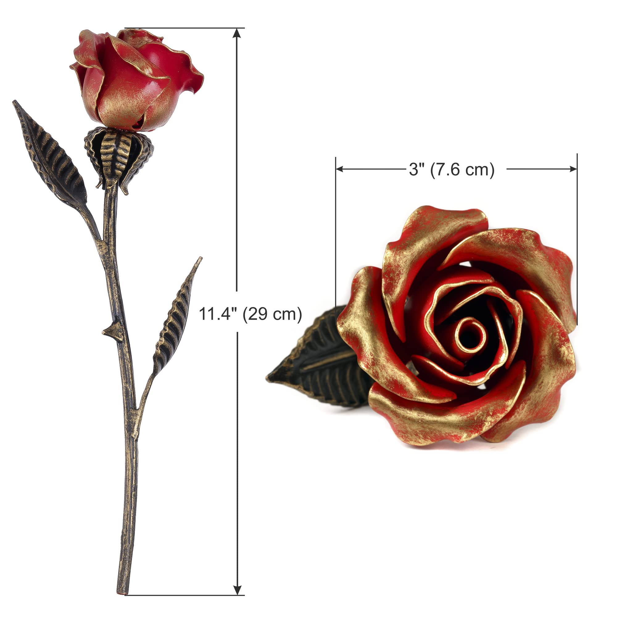 Handcrafted Bronze Rose – 8th & 19th Yeat Wedding for Her – Solid Metal Forever Flower Keepsake