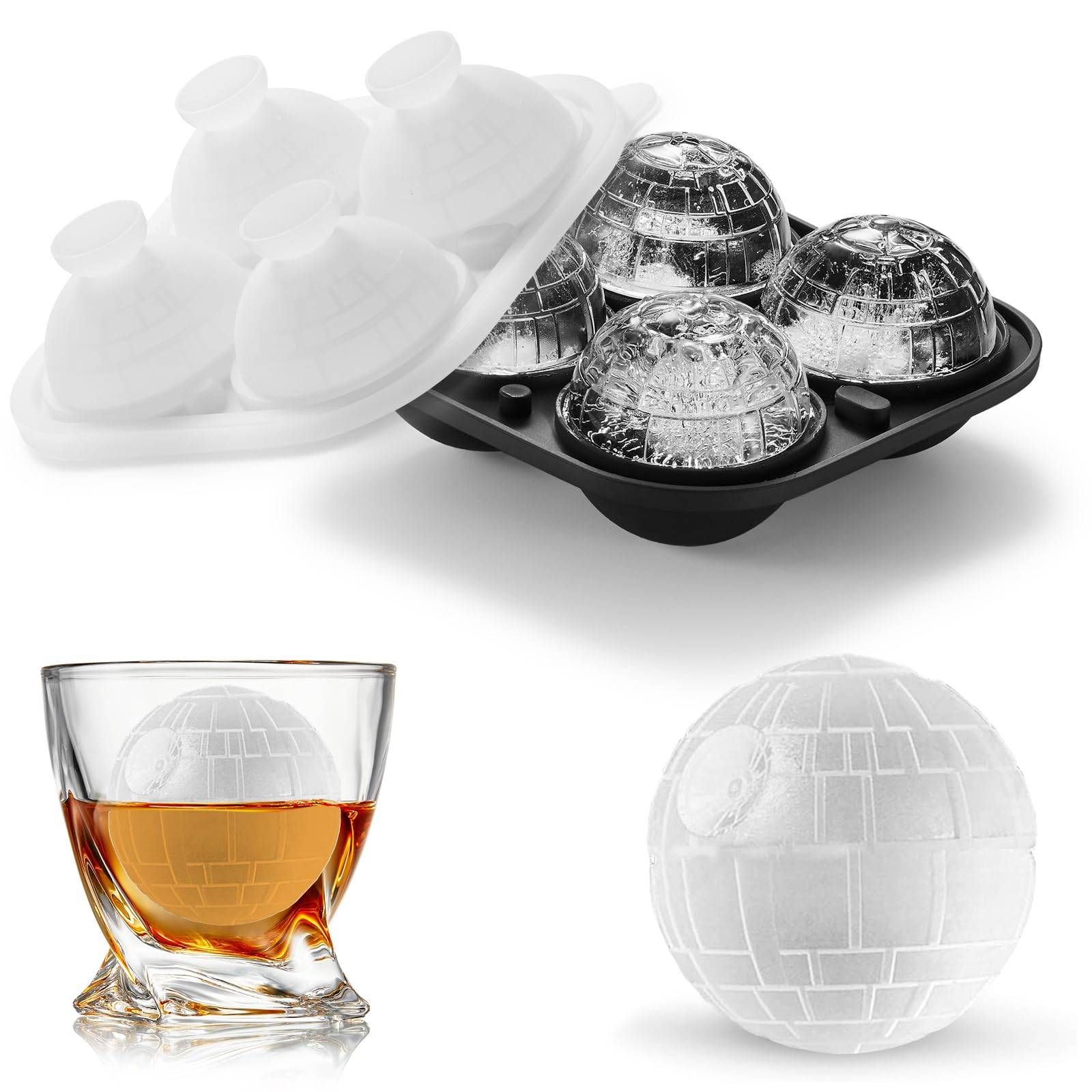 Silicone Soccer Ball Ice Cube Mold Fun Shapes, Novelty Soccer Gifts, 2.2" Large Craft Round Sphere Ice Ball Molds For Game Day, Whiskey, Cocktails, Bourbon