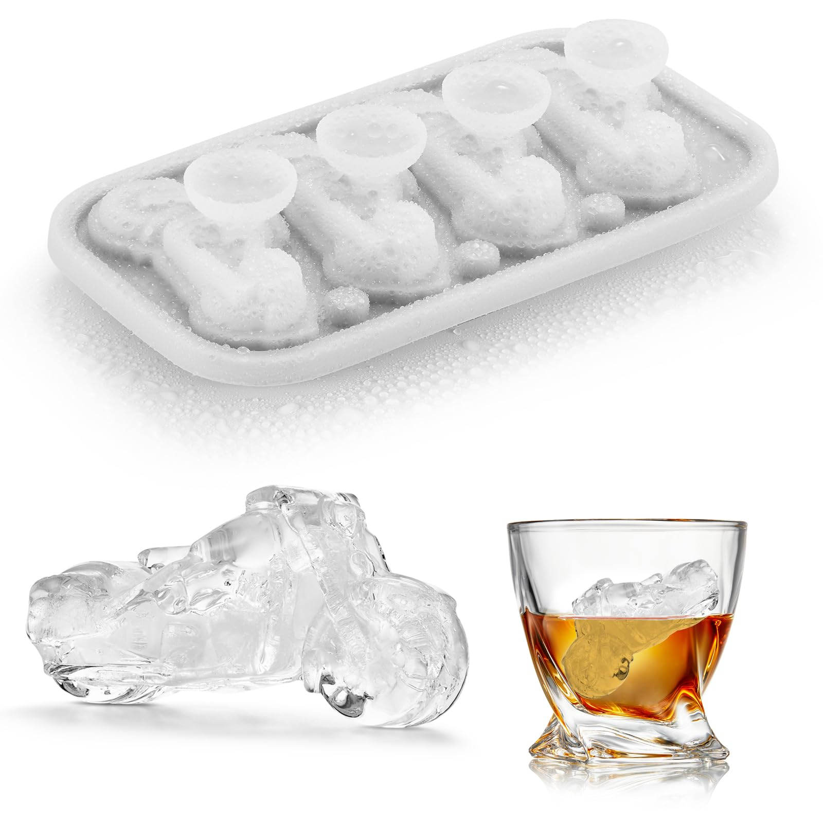 Silicone Soccer Ball Ice Cube Mold Fun Shapes, Novelty Soccer Gifts, 2.2" Large Craft Round Sphere Ice Ball Molds For Game Day, Whiskey, Cocktails, Bourbon