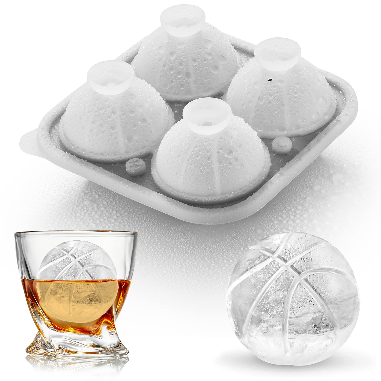 Silicone Soccer Ball Ice Cube Mold Fun Shapes, Novelty Soccer Gifts, 2.2" Large Craft Round Sphere Ice Ball Molds For Game Day, Whiskey, Cocktails, Bourbon