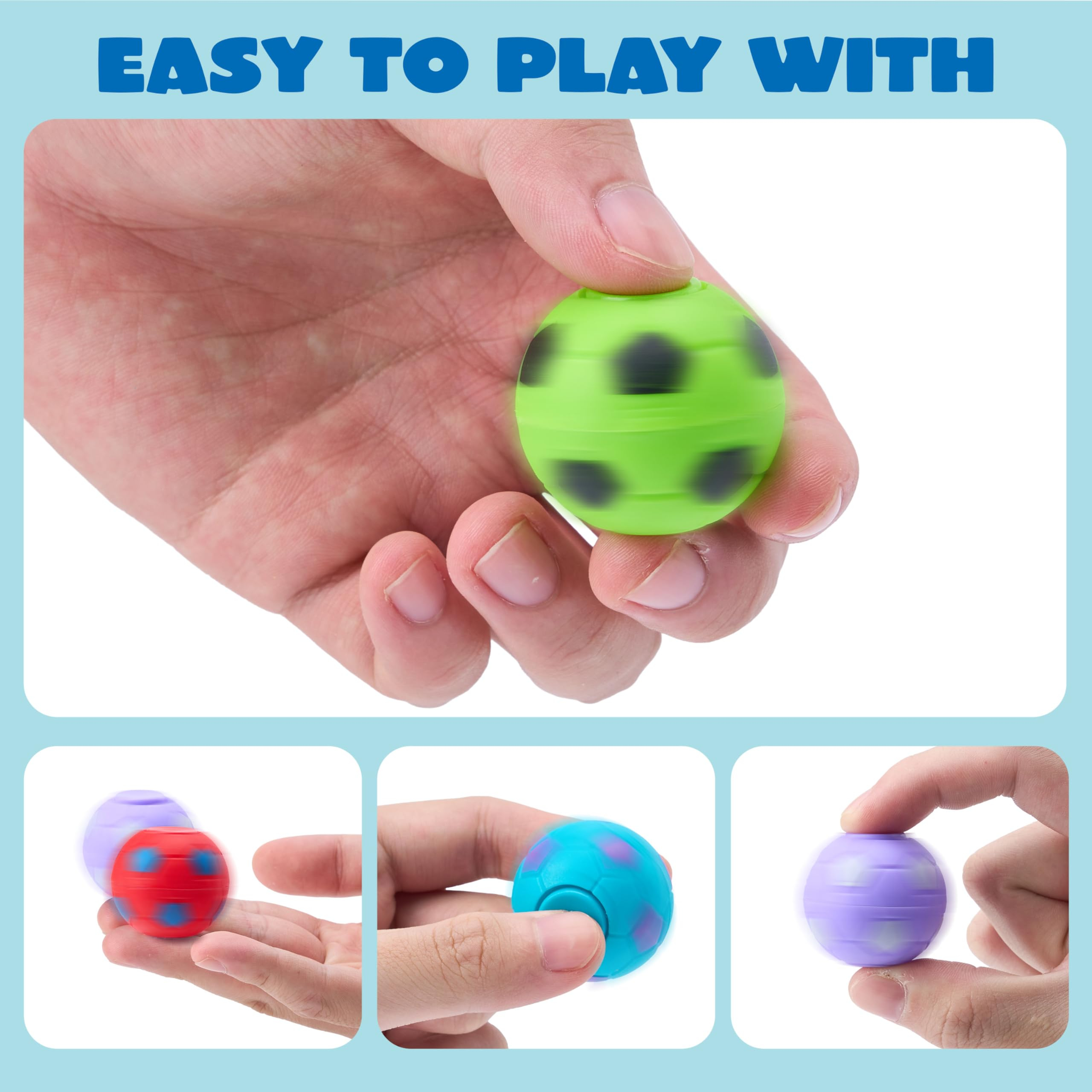 Soccer Fidget Spinners for Kids, Goodie Bag Stuffers for Birthday Party, Soccer Party Favors, Fidget Toys Bulk, Stress Balls, Treasure Box for Classroom