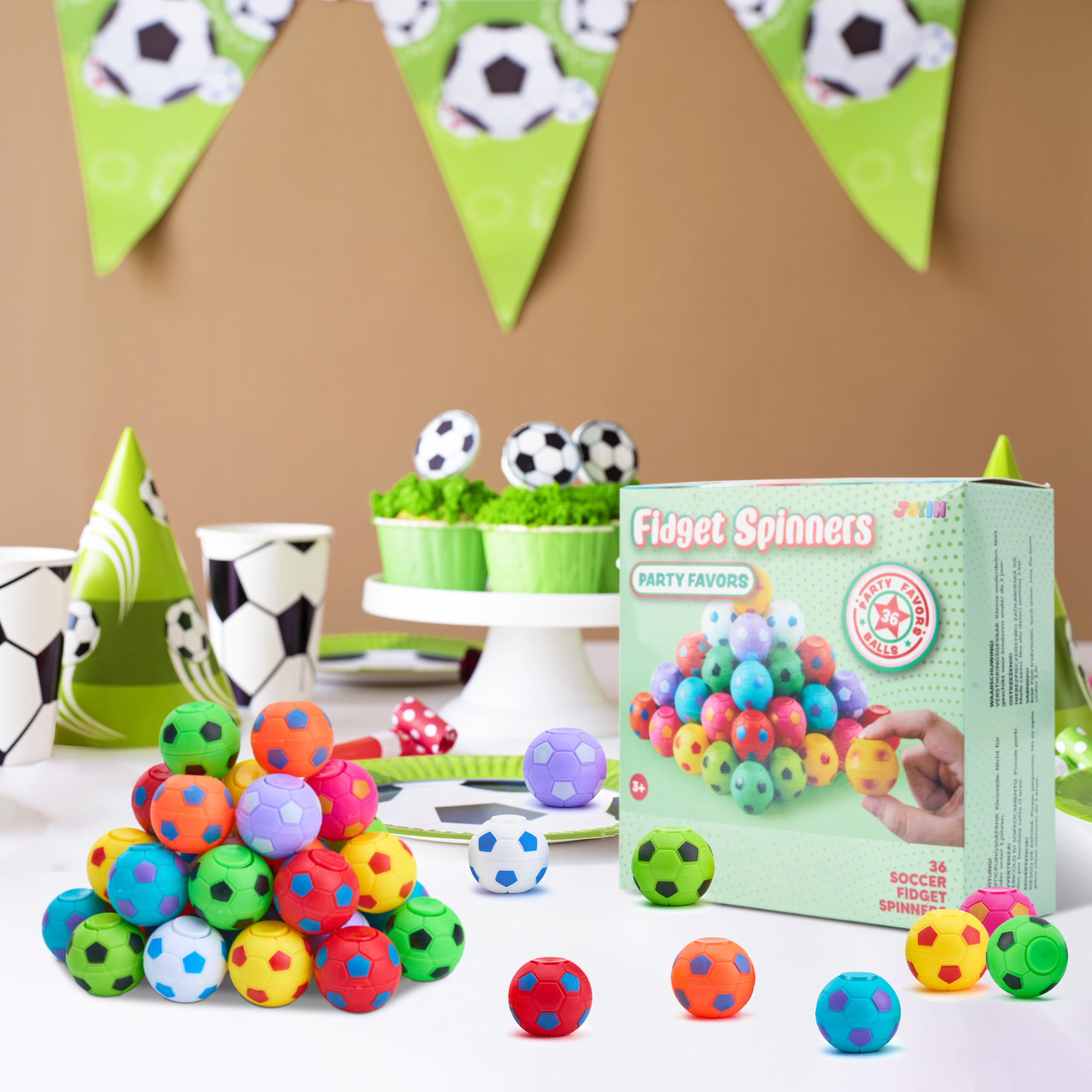 Soccer Fidget Spinners for Kids, Goodie Bag Stuffers for Birthday Party, Soccer Party Favors, Fidget Toys Bulk, Stress Balls, Treasure Box for Classroom