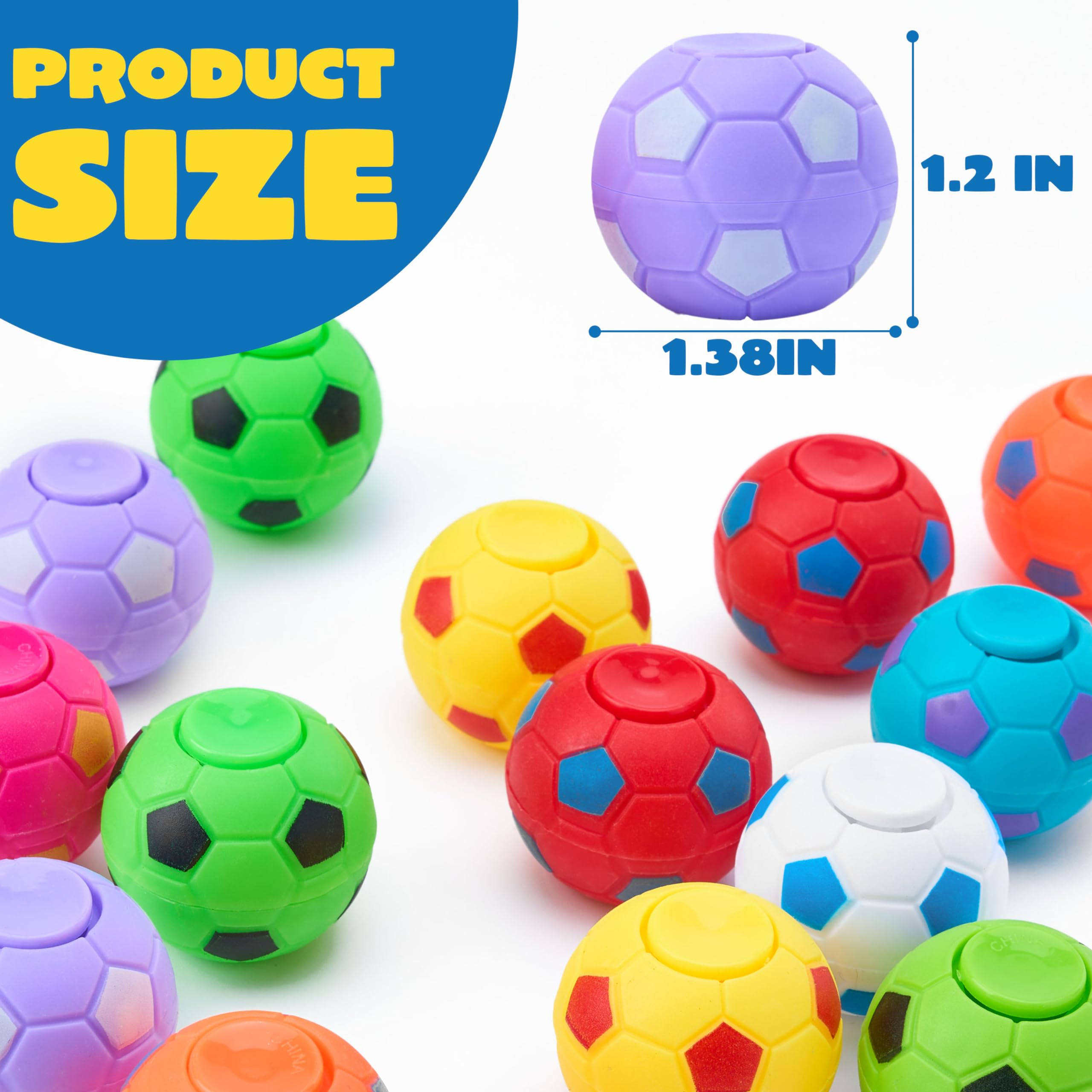 Soccer Fidget Spinners for Kids, Goodie Bag Stuffers for Birthday Party, Soccer Party Favors, Fidget Toys Bulk, Stress Balls, Treasure Box for Classroom