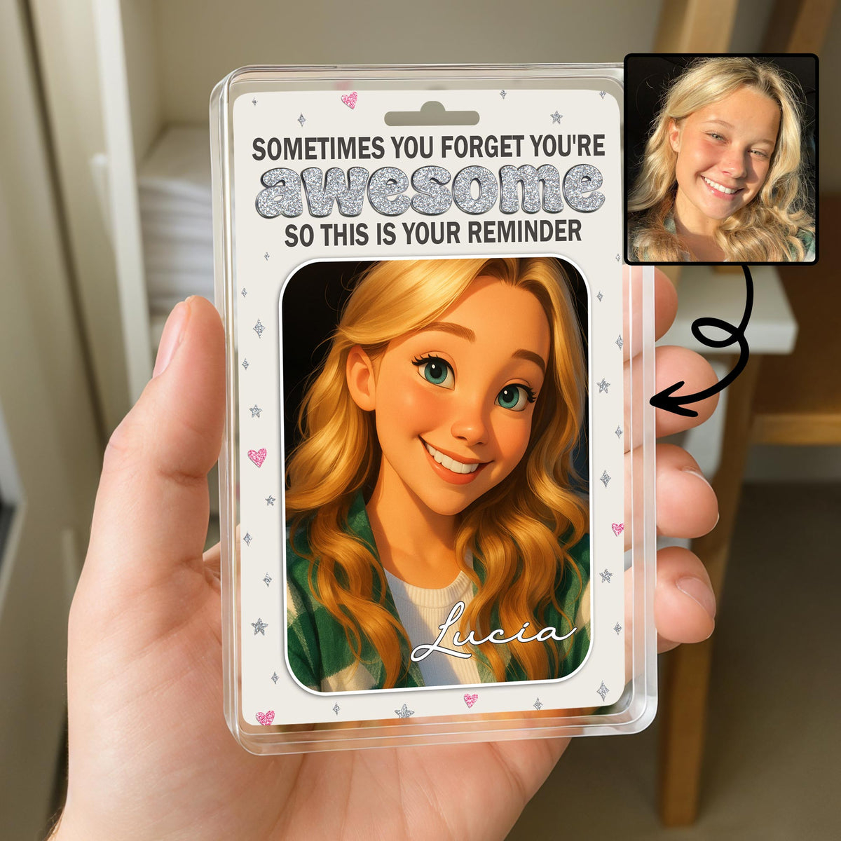 Animated Girl Portrait Personalized Acrylic Plaque Gift For Daughter and Friends - Sometimes You Forget You're Awesome