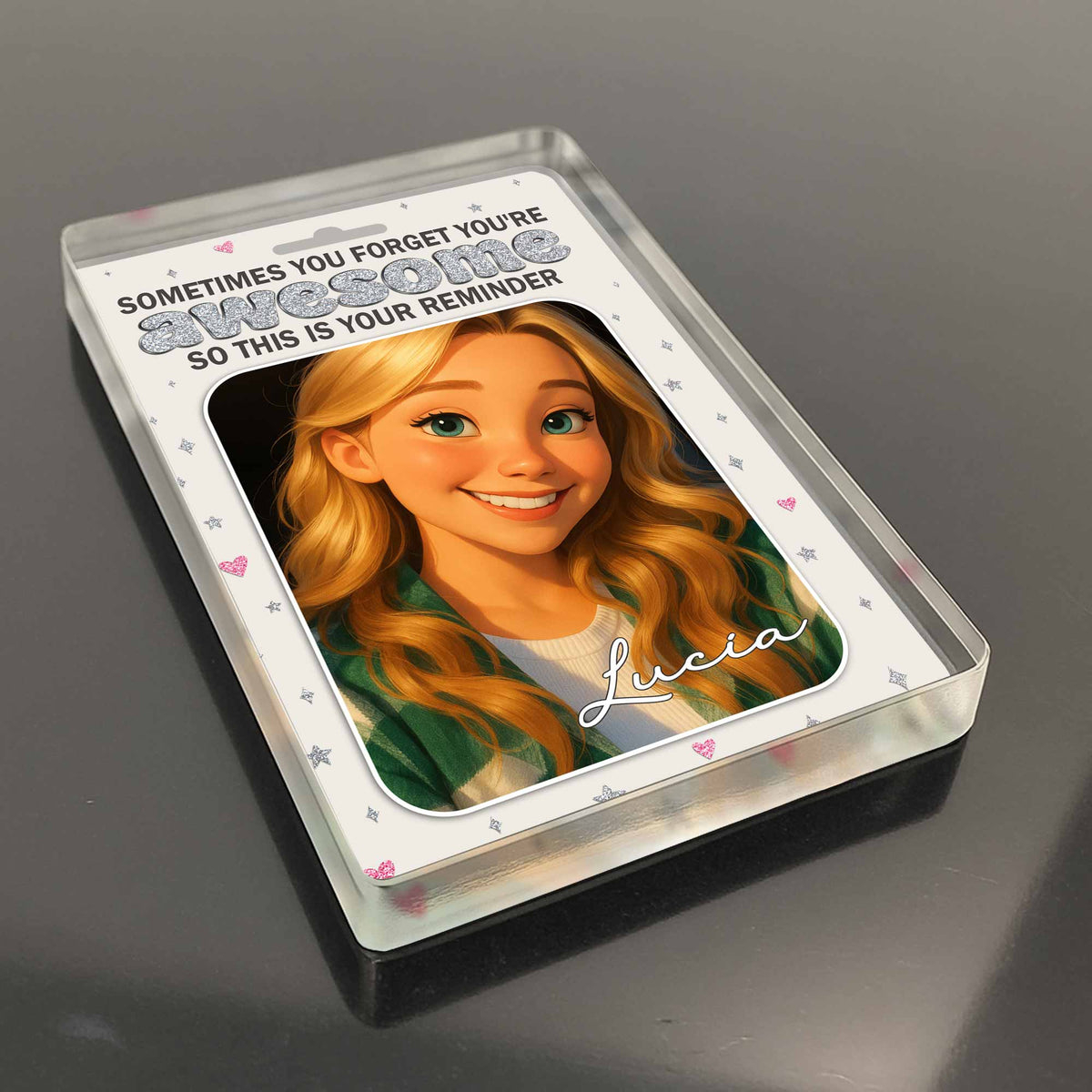 Animated Girl Portrait Personalized Acrylic Plaque Gift For Daughter and Friends - Sometimes You Forget You're Awesome