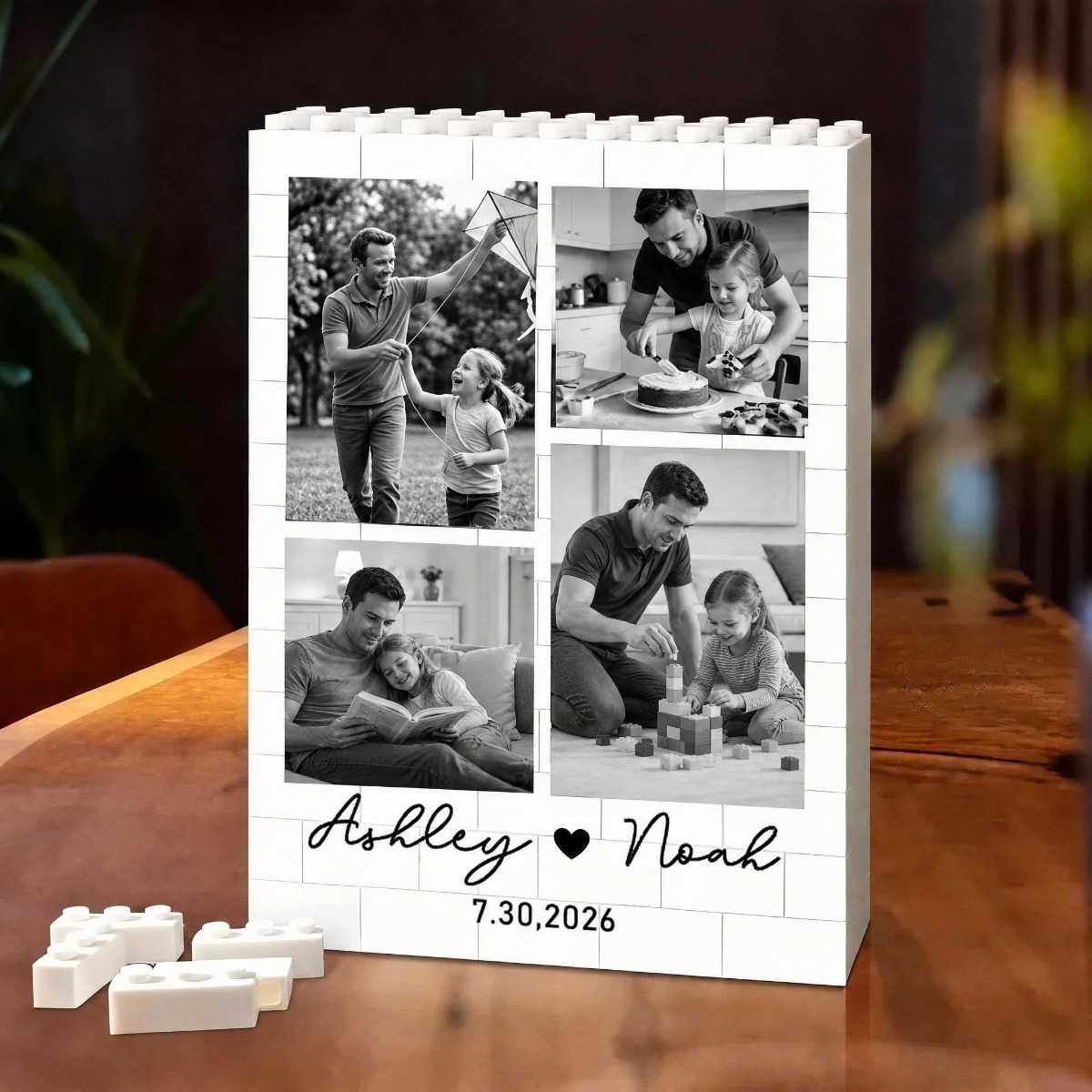 Custom Photo Building Block Frame – Personalized Father’s Day Gift for Dad