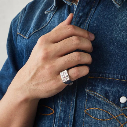Father's Ring with Birthstones- Engraved - Personalized Dad Ring For Family