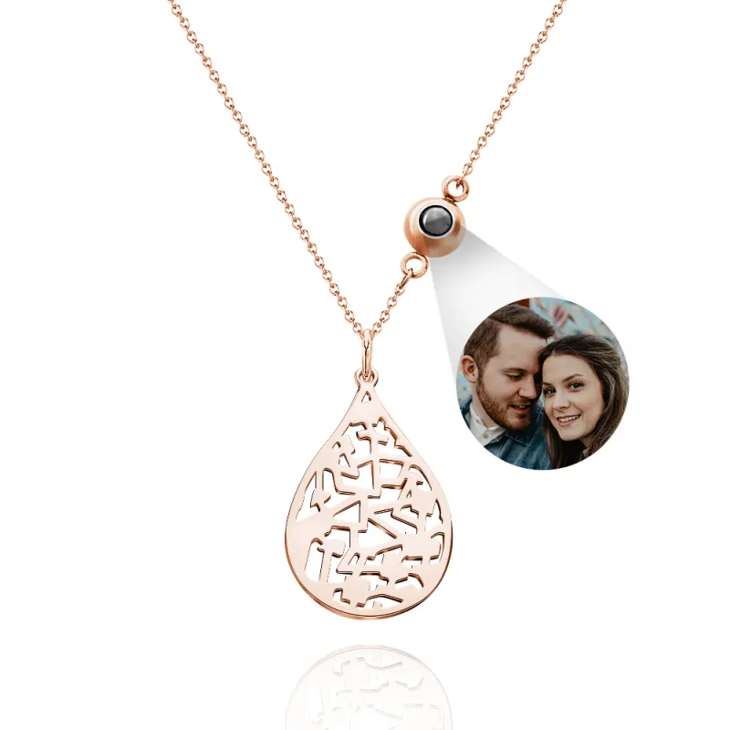 Custom Photo projection Necklace Cherished Spot Map Necklace Gemstone Necklace Gift for Her Anniversary Gift