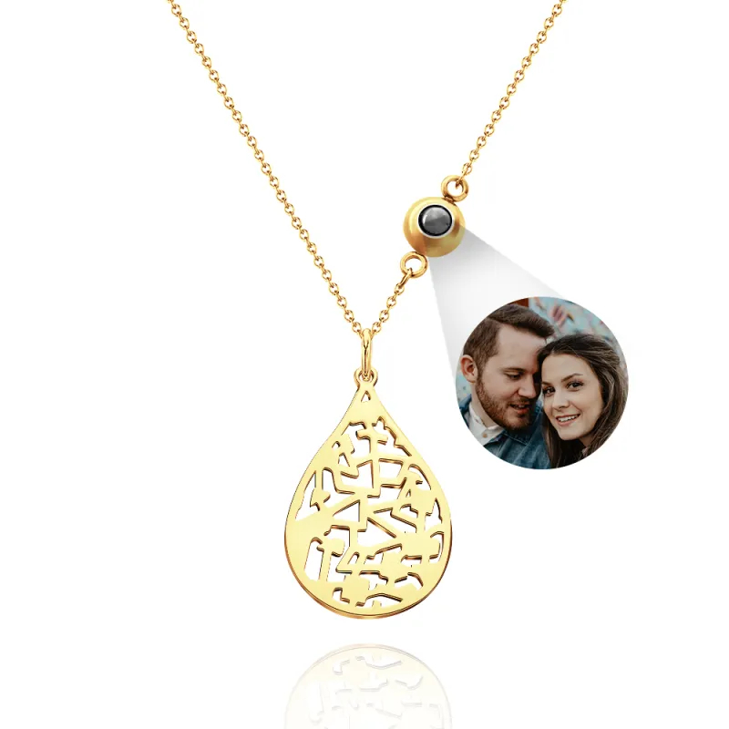 Custom Photo projection Necklace Cherished Spot Map Necklace Gemstone Necklace Gift for Her Anniversary Gift
