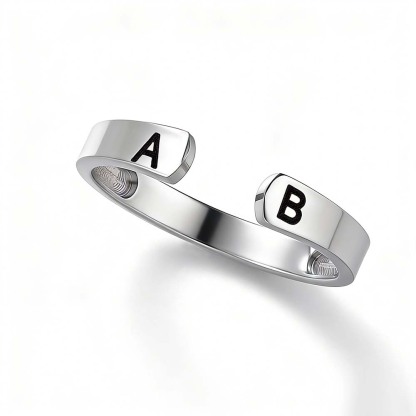 Custom Initial Couple Adjustable Ring Personalized Letter Ring Minimalist Open Design Two Letter Partner Rings
