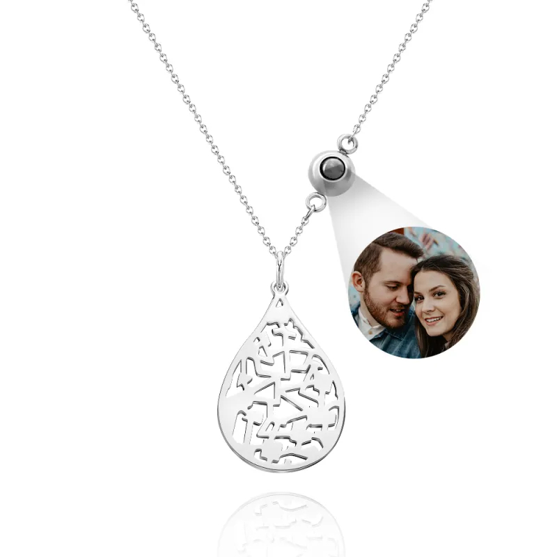 Custom Photo projection Necklace Cherished Spot Map Necklace Gemstone Necklace Gift for Her Anniversary Gift