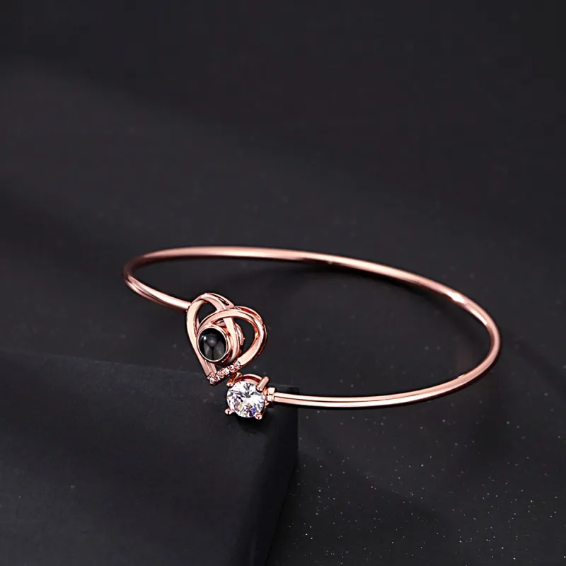Custom Projection Bracelet Personalized Photo Bracelet Heart Jewelry Mother’s Day Gift for Mom