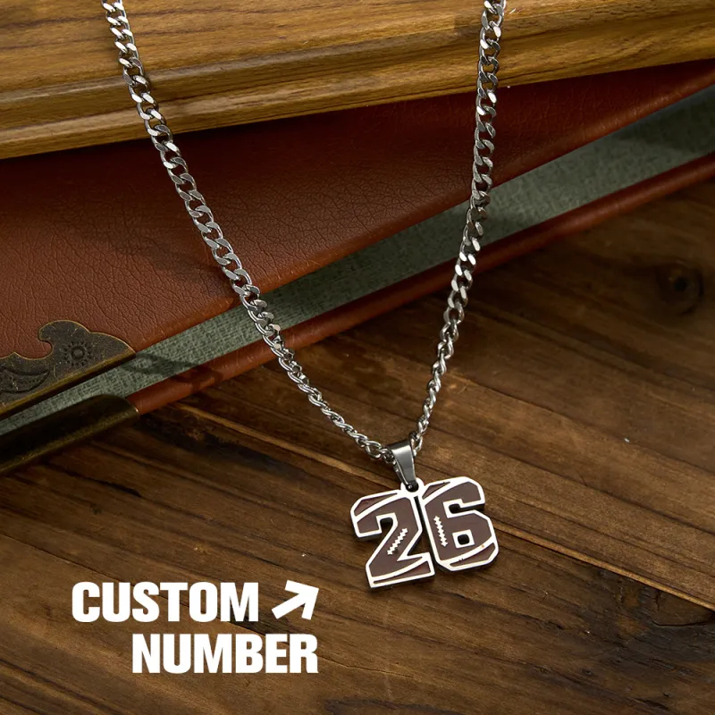 Custom Men's Number Necklace Stainless Steel Sports Pendant for Athletes & Football Lovers Personalized Player Jewelry Gift