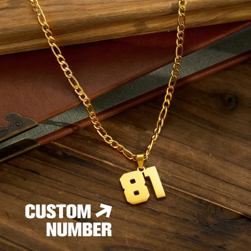Custom Men's Number Necklace Stainless Steel Sports Pendant for Athletes & Football Lovers Personalized Player Jewelry Gift