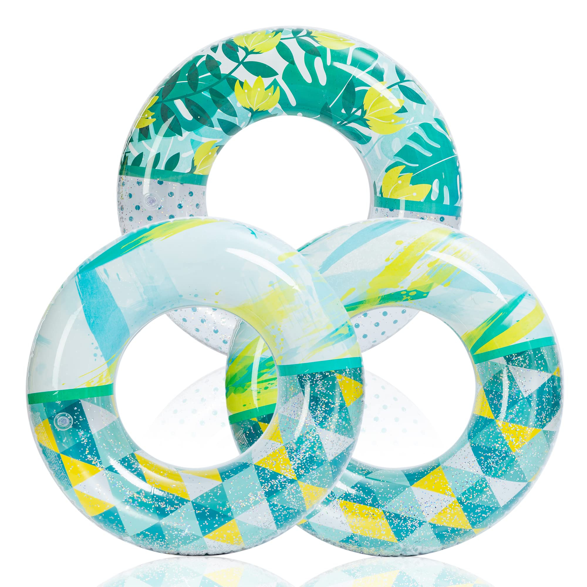 3 Pack Pool Floats, Pool Tube for Kids Swim Rings Inflatable Tubes, Unicorn Sea Animal Tubes Floatie Ring Water Toys for Swimming, Summer Beach Party