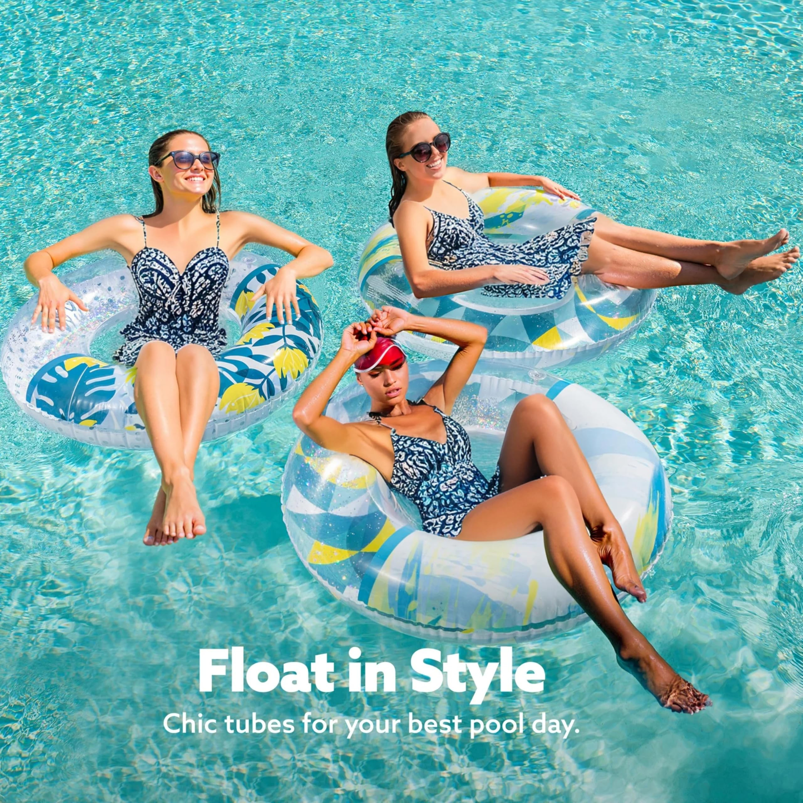 3 Pack Pool Floats, Pool Tube for Kids Swim Rings Inflatable Tubes, Unicorn Sea Animal Tubes Floatie Ring Water Toys for Swimming, Summer Beach Party