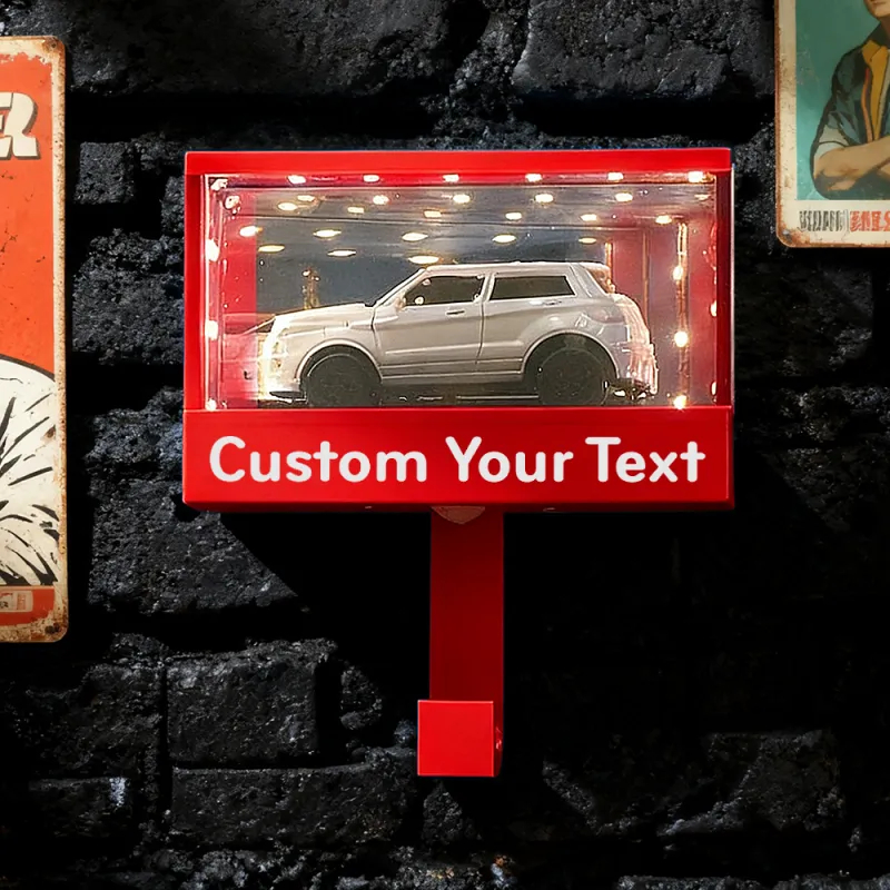 Mini Illuminated Garage Key Holder for 1:64 Scale Cars Wall Mount Display Gift for Car Lovers