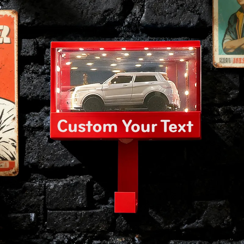 Mini Illuminated Garage Key Holder for 1:64 Scale Cars Wall Mount Display Gift for Car Lovers