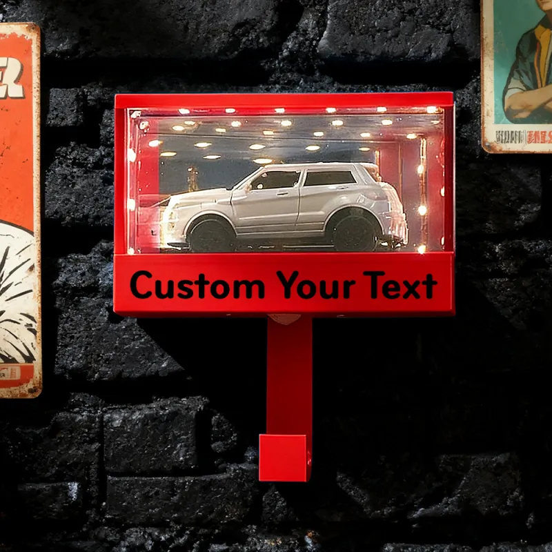 Mini Illuminated Garage Key Holder for 1:64 Scale Cars Wall Mount Display Gift for Car Lovers
