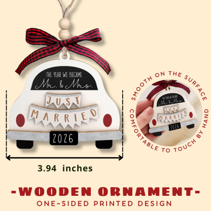Wedding Gifts - Mr and Mrs Gifts - Wedding Gift for Couples 2026, Bride, Newlyweds - Bridal Shower Gift Ideas for Married Newlywed, Future Mr and Mrs - Wood Just Married Ornament 2026